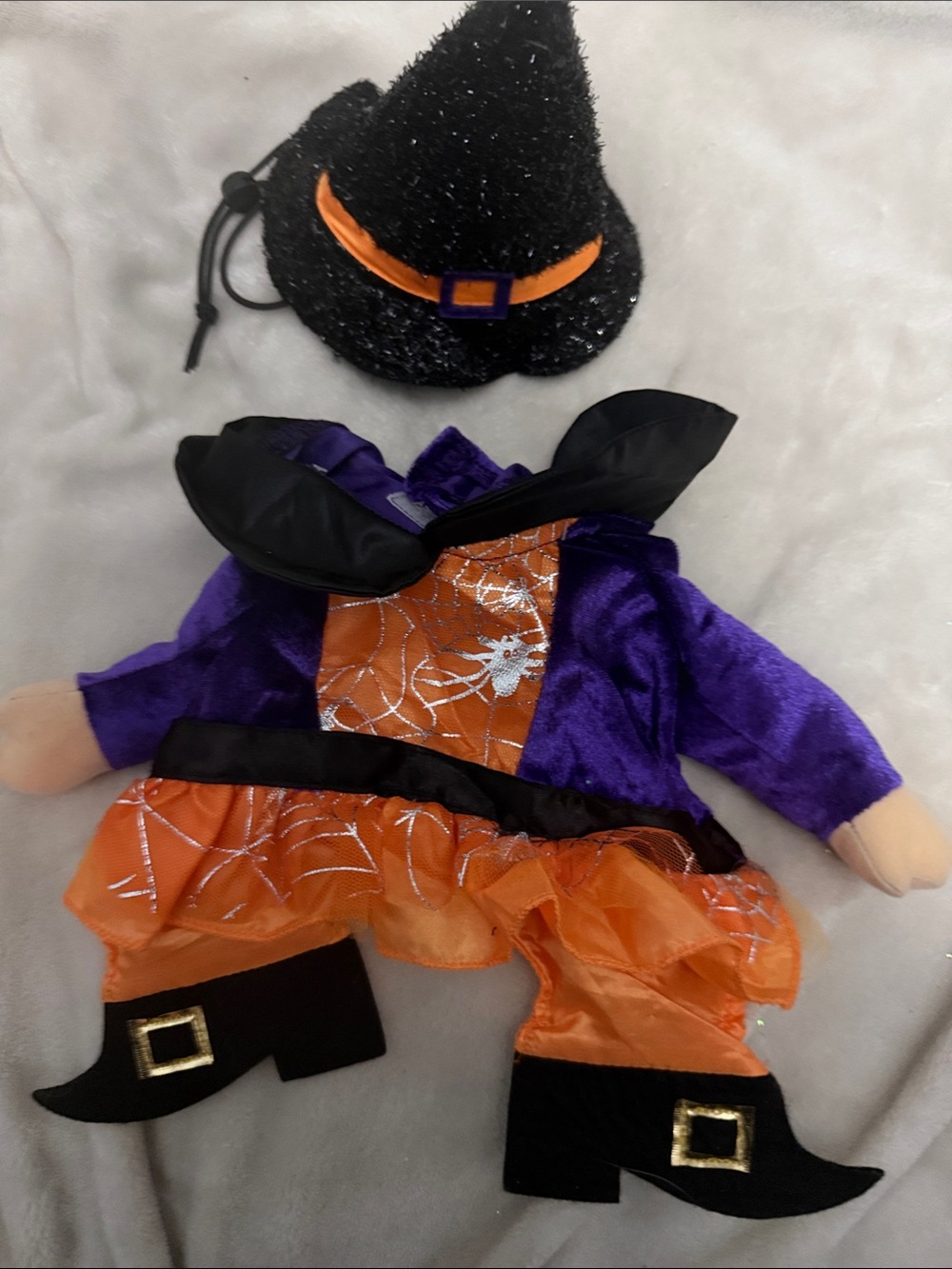 Dog Witch Costume Dress with Hat - Purple & Orange size small